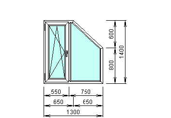 Нестандартное окно REHAU BLITZ 60 мм стеклопакет 32 мм фурнитура Турция